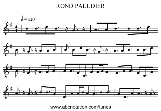 ROND PALUDIER - staff notation