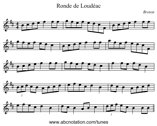 Ronde de Loudéac - staff notation