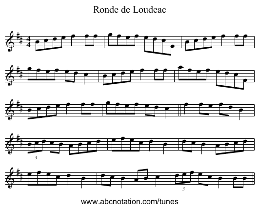 Ronde de Loudeac - staff notation