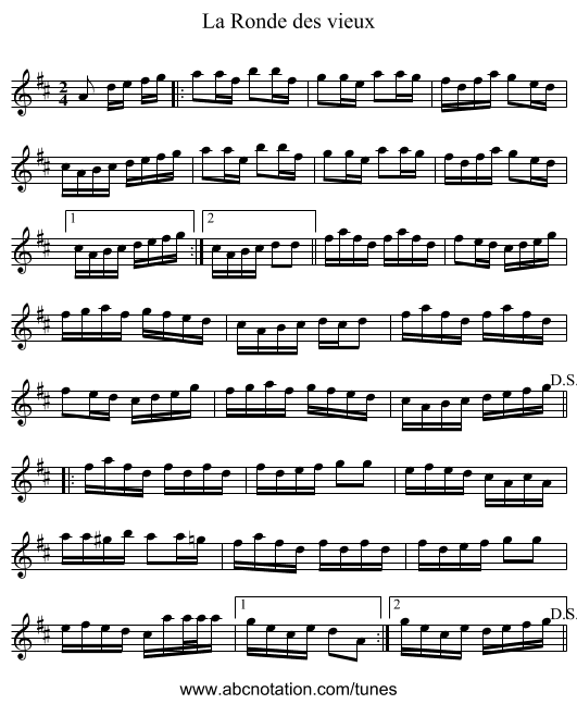 Ronde des vieux, La - staff notation