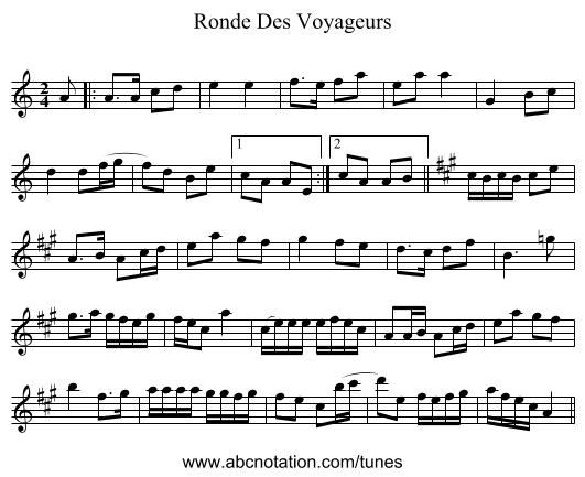Ronde Des Voyageurs - staff notation