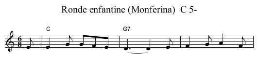 Ronde enfantine (Monferina)  C 5- - staff notation