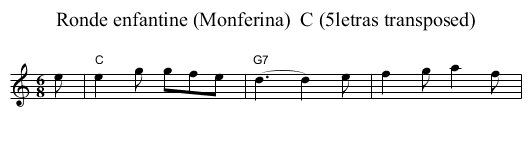 Ronde enfantine (Monferina)  C (5letras transposed) - staff notation