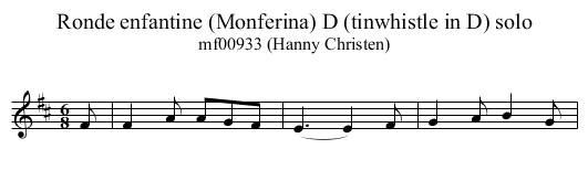 Ronde enfantine (Monferina) D (tinwhistle in D) solo - staff notation