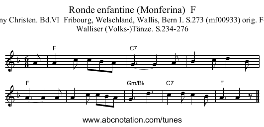 Ronde enfantine (Monferina)  F - staff notation