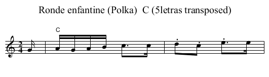 Ronde enfantine (Polka)  C (5letras transposed) - staff notation