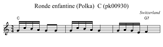 Ronde enfantine (Polka)  C (pk00930) - staff notation