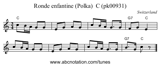 Ronde enfantine (Polka)  C (pk00931) - staff notation