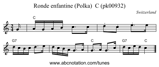 Ronde enfantine (Polka)  C (pk00932) - staff notation