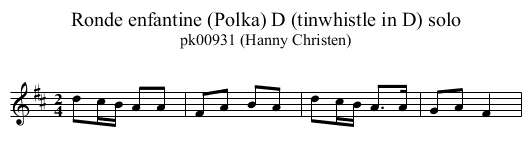 Ronde enfantine (Polka) D (tinwhistle in D) solo - staff notation