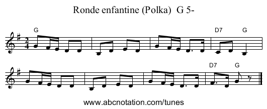 Ronde enfantine (Polka)  G 5- - staff notation