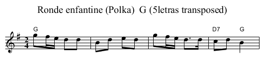 Ronde enfantine (Polka)  G (5letras transposed) - staff notation