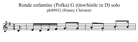 Ronde enfantine (Polka) G (tinwhistle in D) solo - staff notation