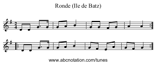 Ronde (Ile de Batz) - staff notation