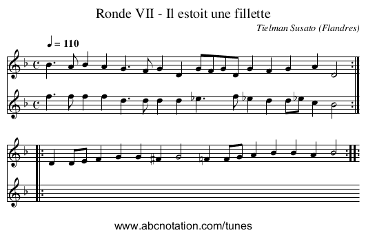 Ronde VII - Il estoit une fillette - staff notation