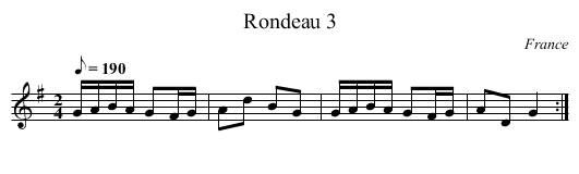 Rondeau 3 - staff notation
