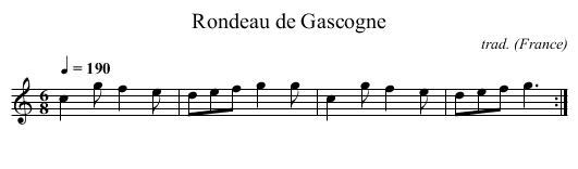 Rondeau de Gascogne - staff notation