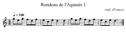 Rondeau de l'Agenais 1 - staff notation