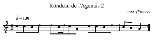 Rondeau de l'Agenais 2 - staff notation