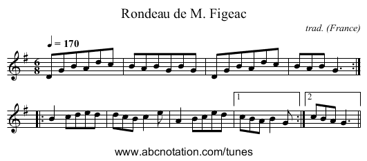 Rondeau de M. Figeac - staff notation