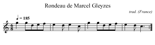 Rondeau de Marcel Gleyzes - staff notation