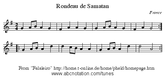 Rondeau de Samatan - staff notation