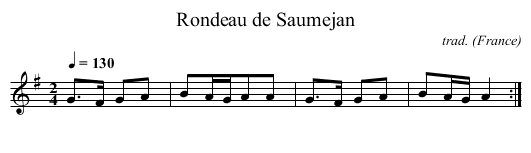 Rondeau de Saumejan - staff notation