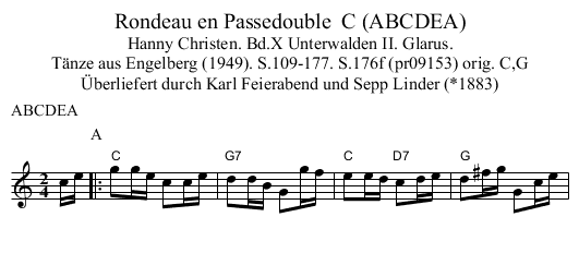 Rondeau en Passedouble  C (ABCDEA) - staff notation
