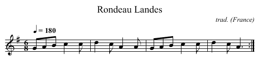 Rondeau Landes - staff notation