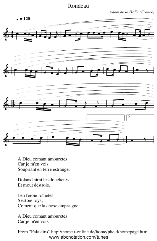 Rondeau - staff notation