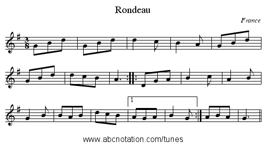 Rondeau - staff notation