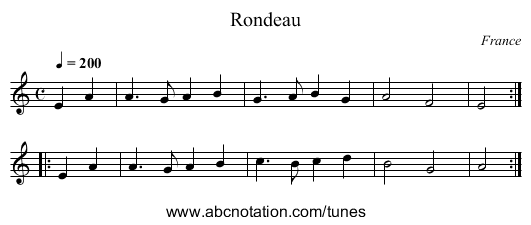 Rondeau - staff notation