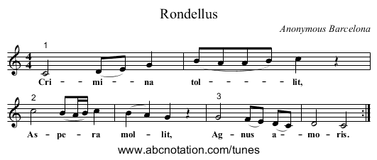 Rondellus - staff notation