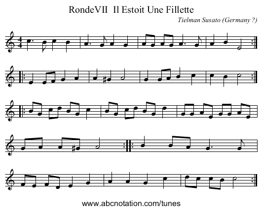 RondeVII  Il Estoit Une Fillette - staff notation