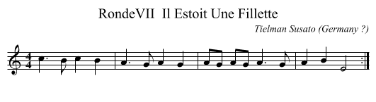RondeVII  Il Estoit Une Fillette - staff notation