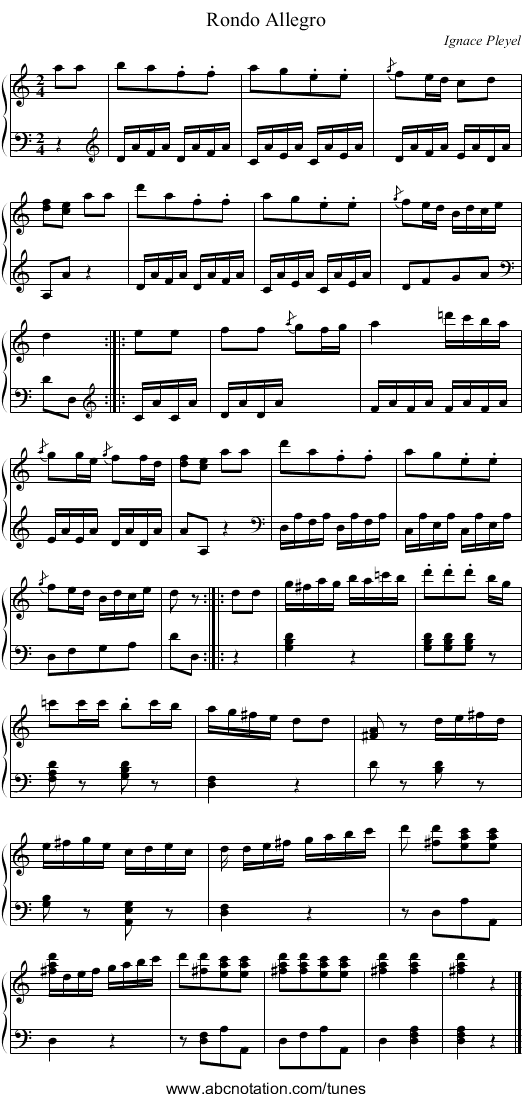 Rondo Allegro - staff notation
