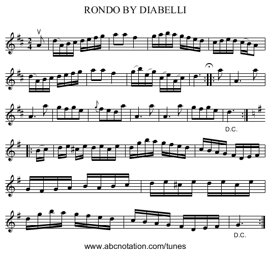 RONDO BY DIABELLI - staff notation
