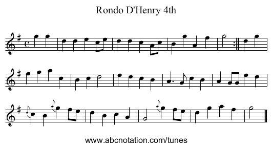 Rondo D'Henry 4th - staff notation