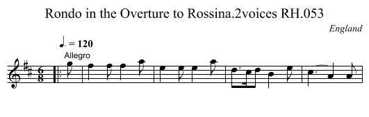 Rondo in the Overture to Rossina.2voices RH.053 - staff notation