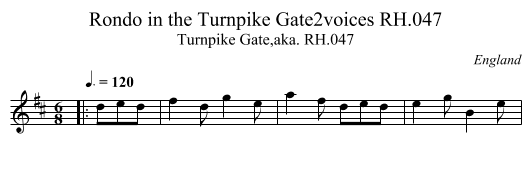 Rondo in the Turnpike Gate2voices RH.047 - staff notation