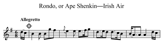 Rondo, or Ape Shenkin—Irish Air - staff notation