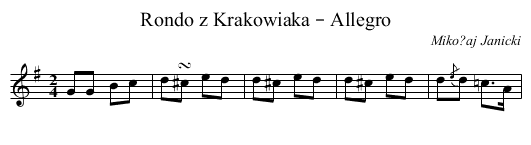Rondo z Krakowiaka – Allegro - staff notation