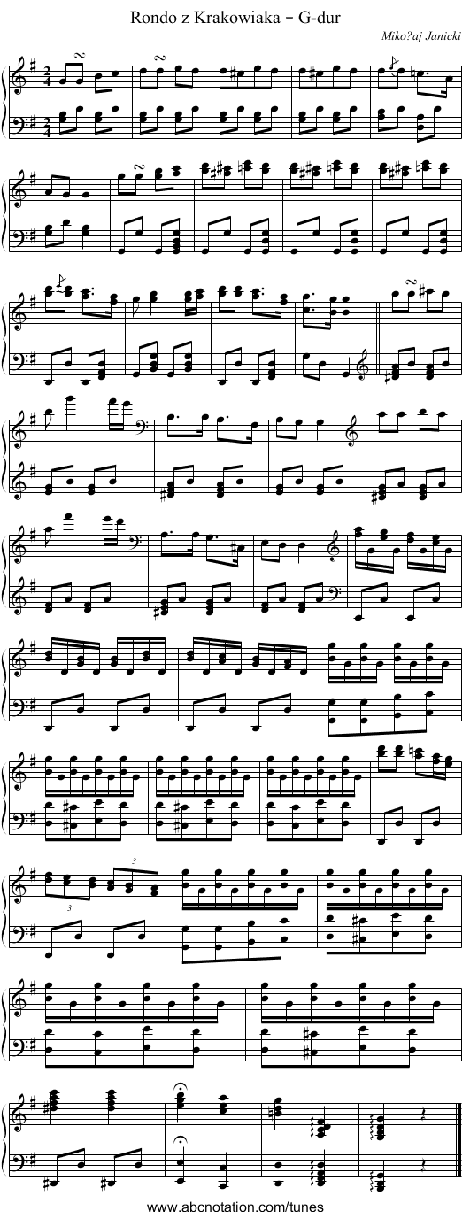 Rondo z Krakowiaka – G-dur - staff notation