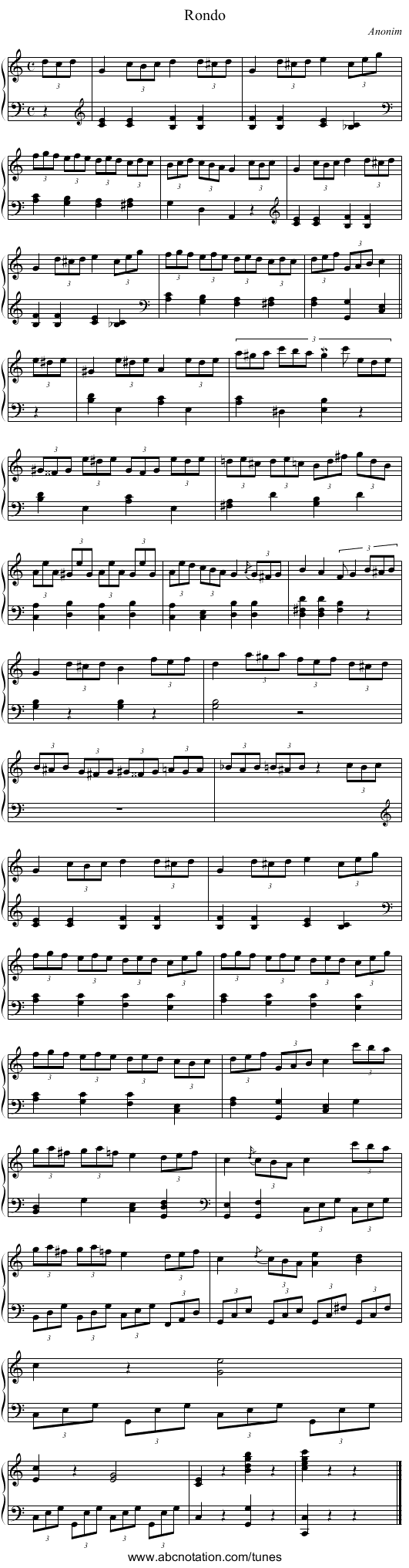 Rondo - staff notation