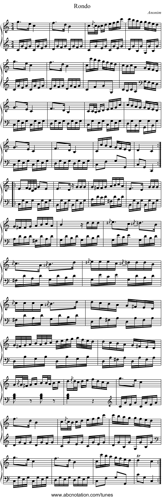 Rondo - staff notation
