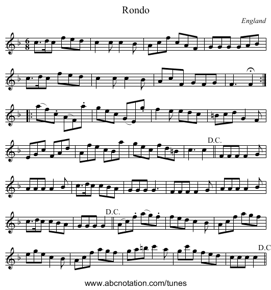 Rondo - staff notation