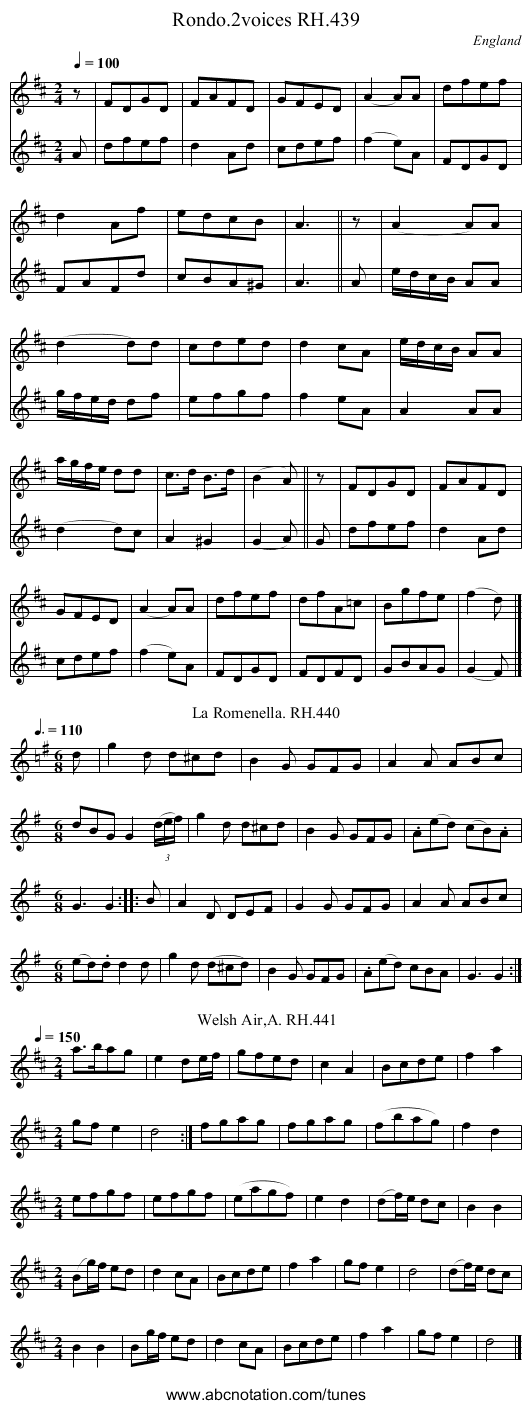 Rondo.2voices RH.439 - staff notation