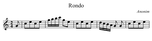 Rondo - staff notation