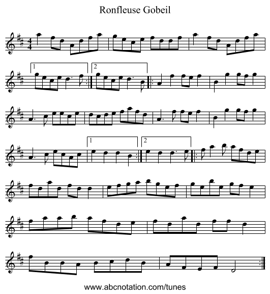Ronfleuse Gobeil - staff notation