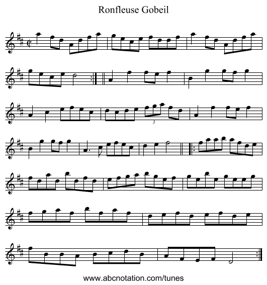 Ronfleuse Gobeil - staff notation